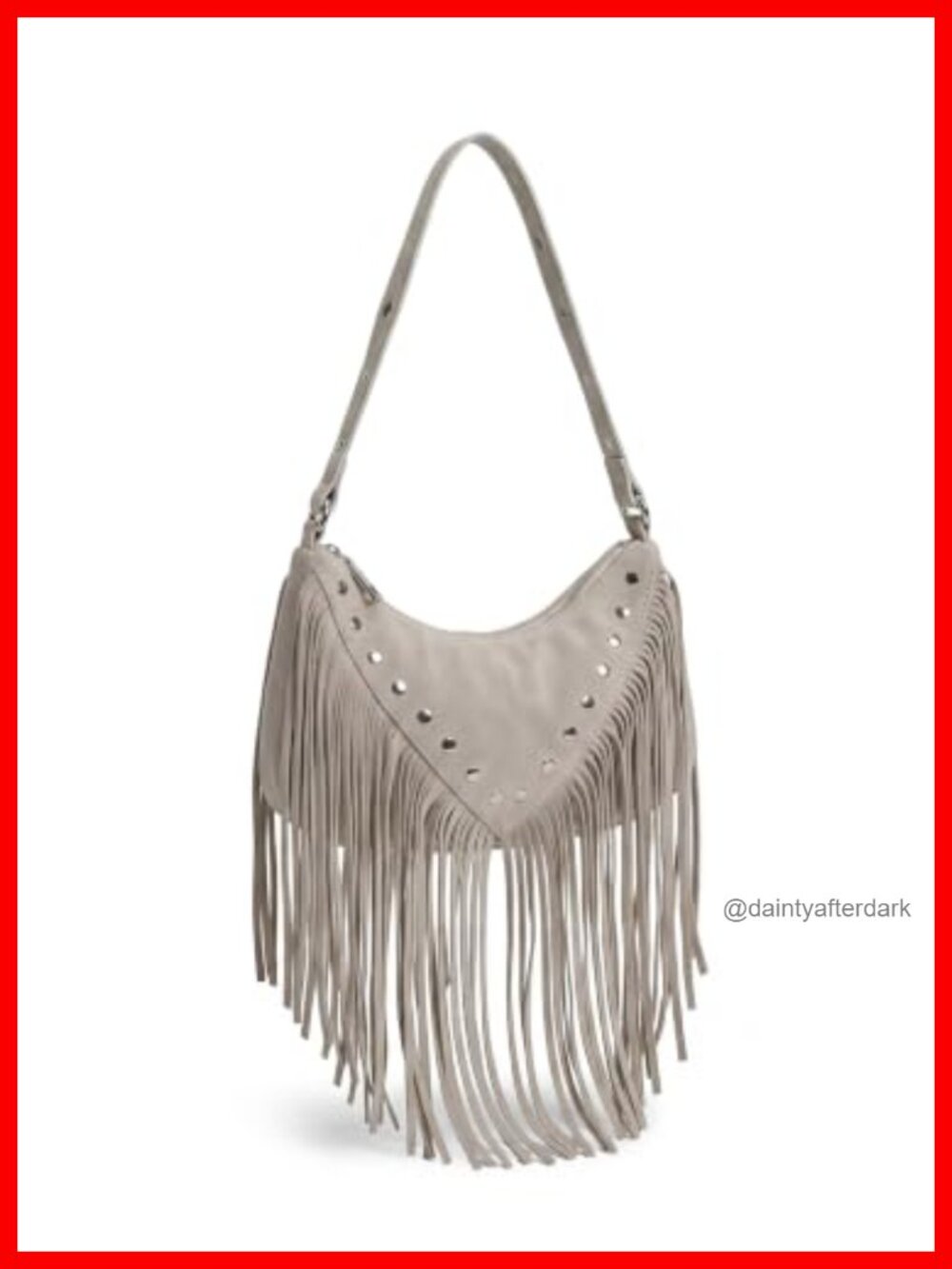 GORGLITTER Fringe Hobo Shoulder Bag PU Leather Studded Tassel Y2K Purse